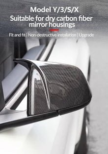 Suitable for Tesla Model_Y_3_Y_S_X carbon fiber rearview mirror cover reversing mirror housing modified decorative accessories