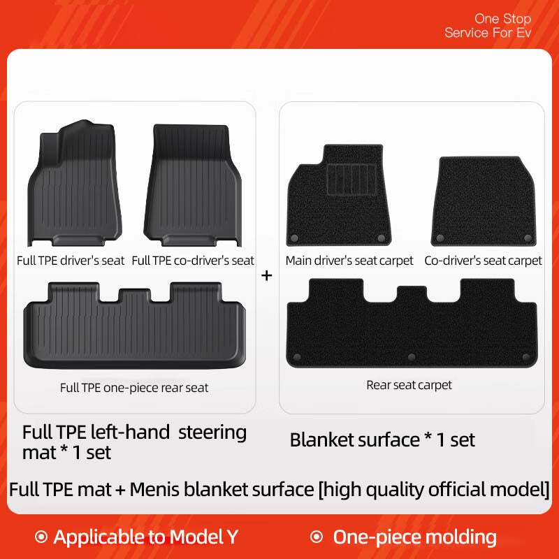 Tesla Model Y special floor mats TPE car modification accessories Model Y floor mats + Menis buckle blanket