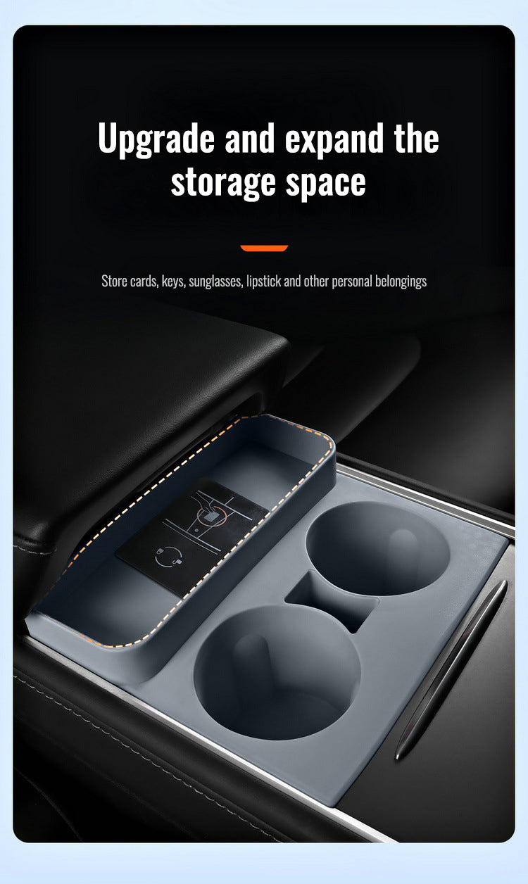 Tesla Model 3 new version car cup holder Modely silicone cup holder storage box modification accessories