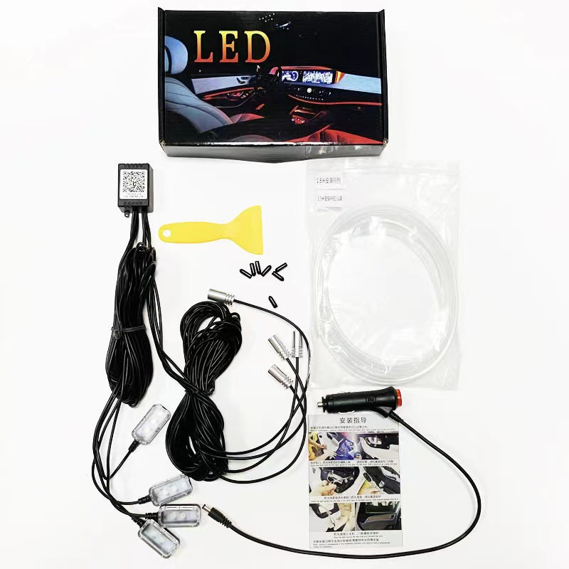 Suitable for new energy Tesla model3y car modification 64 color center console water cup panel LED atmosphere light