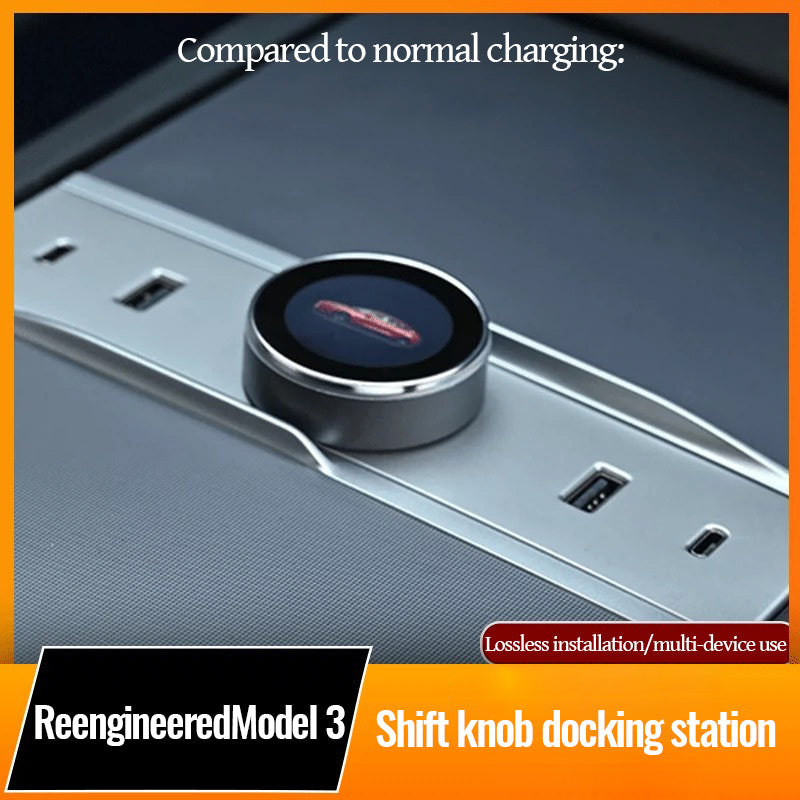 MA Tesla model 3 high-end customized docking station, smart gear knob with 4 USB charging interfaces