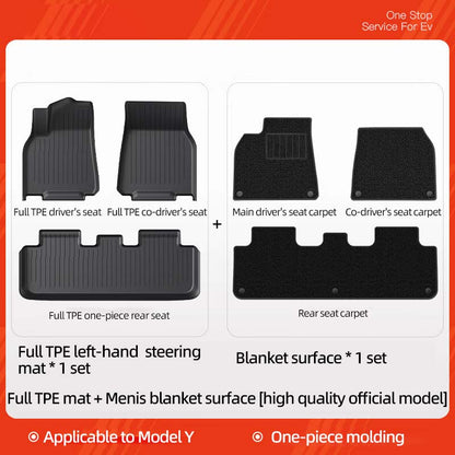 Tesla Model Y special floor mats TPE car modification accessories Model Y floor mats + Menis buckle blanket